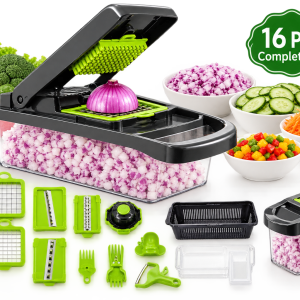 16 Pcs Multifunctional Vegetable Cutter & Chopper with Container